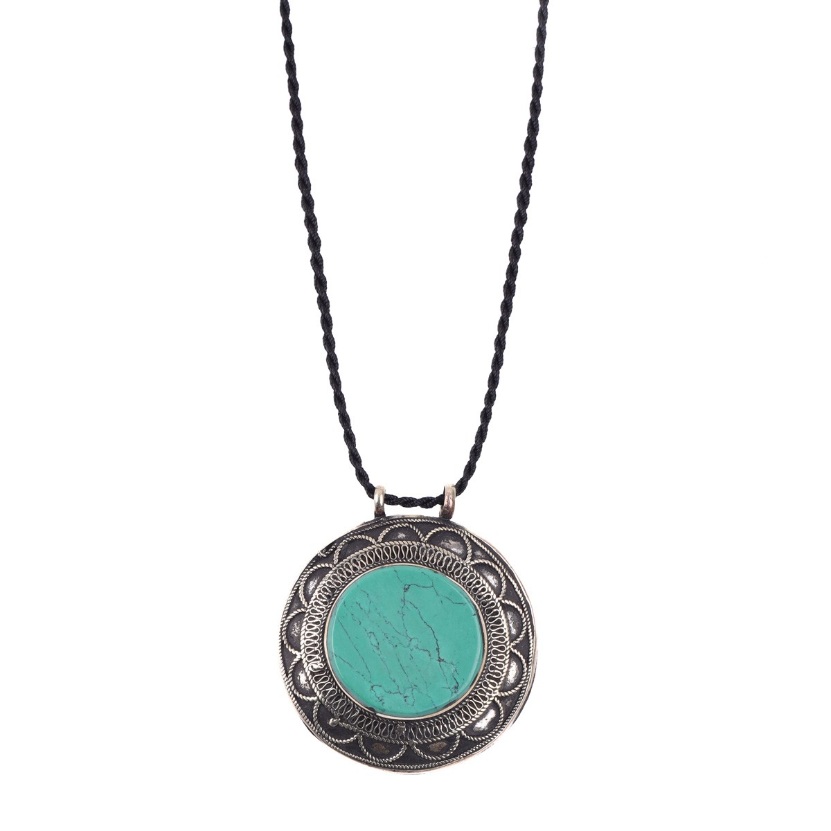 Green Turquoise Pendant|Traditional Style Necklace 1