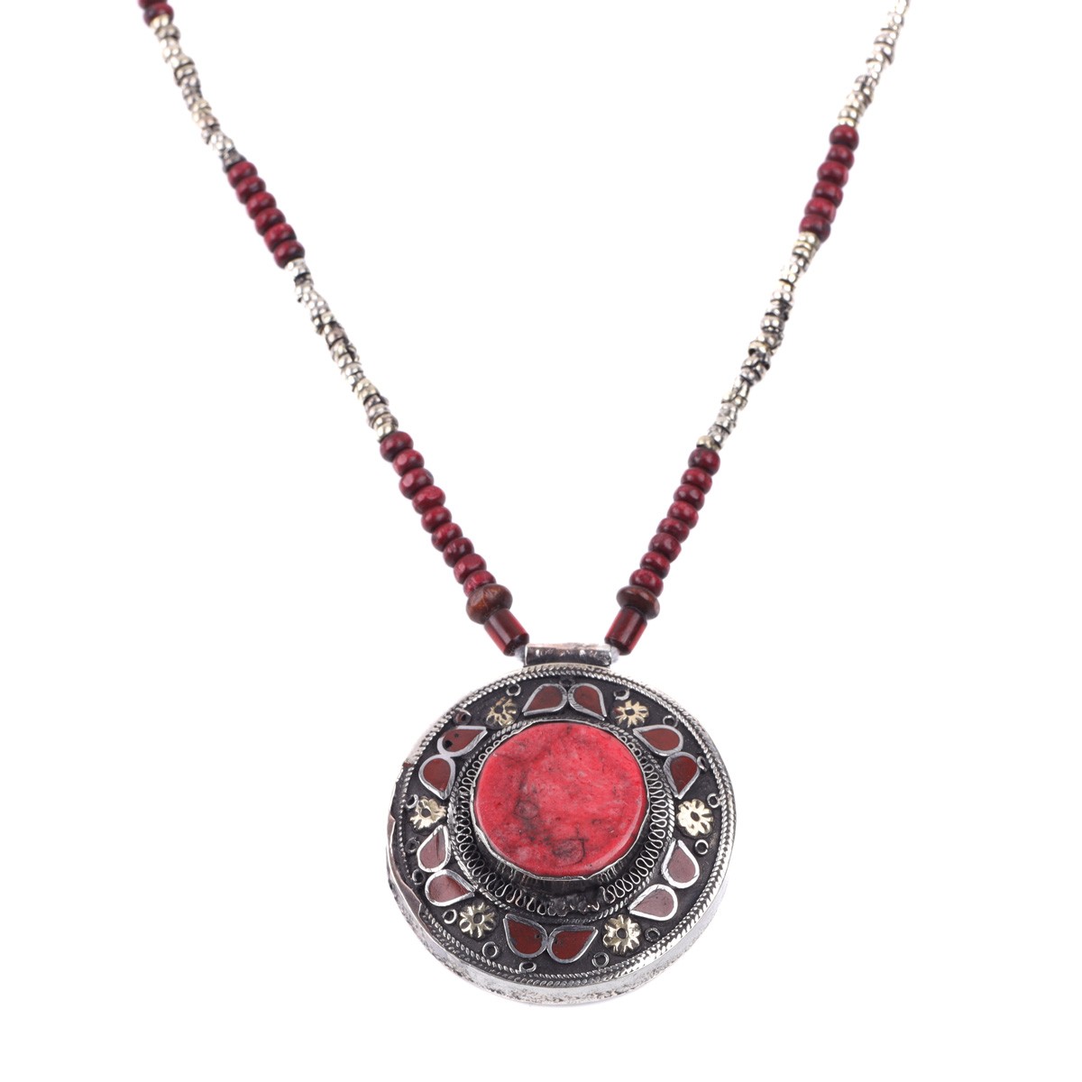 Red Turquoise Antique Pendant| Traditional Afghan Necklace 1