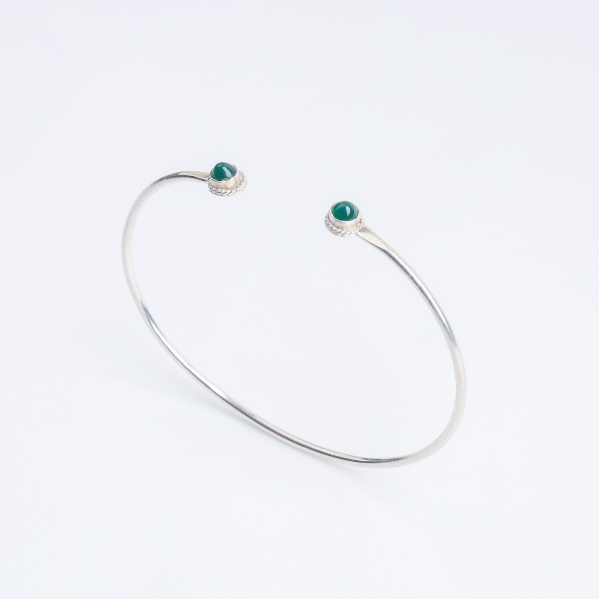 Silver Jewelry Set with Green Agate Stones 6