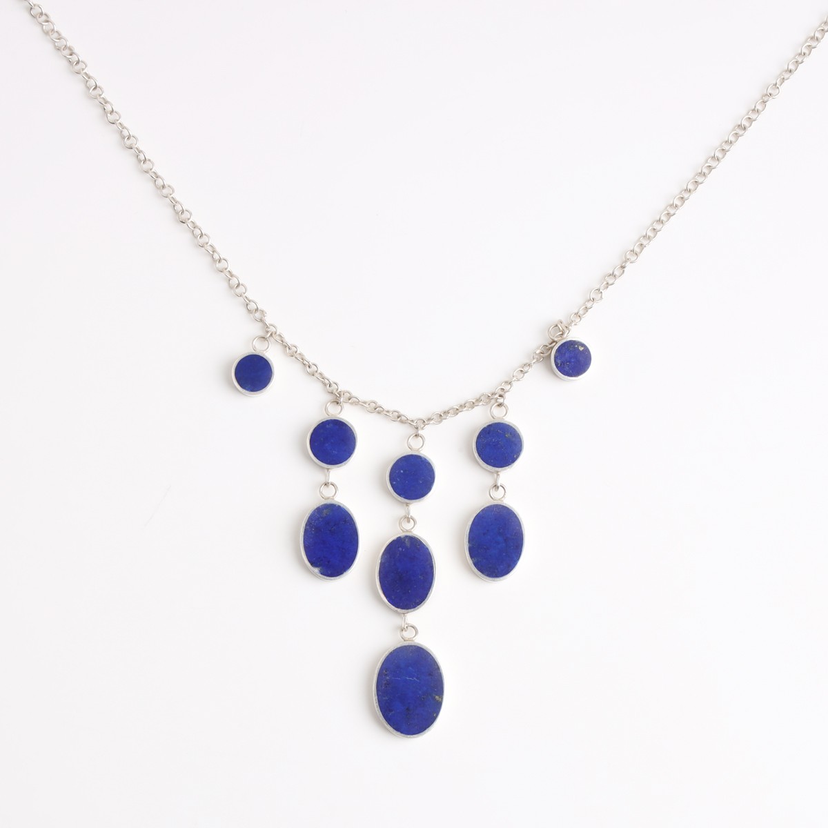 Silver necklace with natural lapis lazuli stone 2