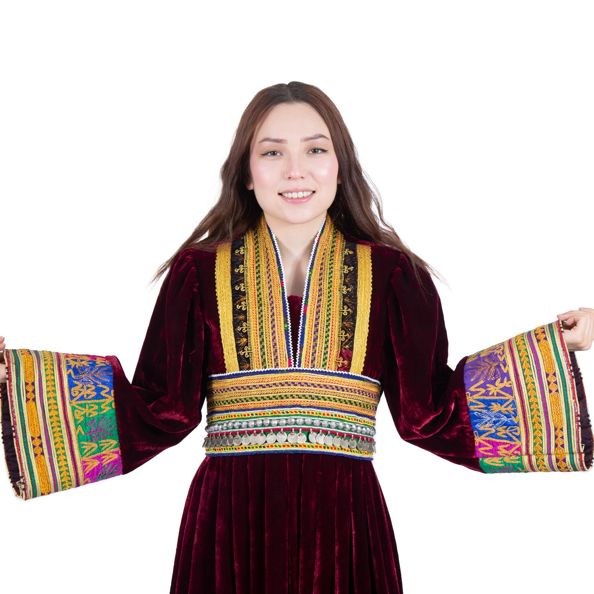 Afghan Mahogany Red-Colored Long Dress 2