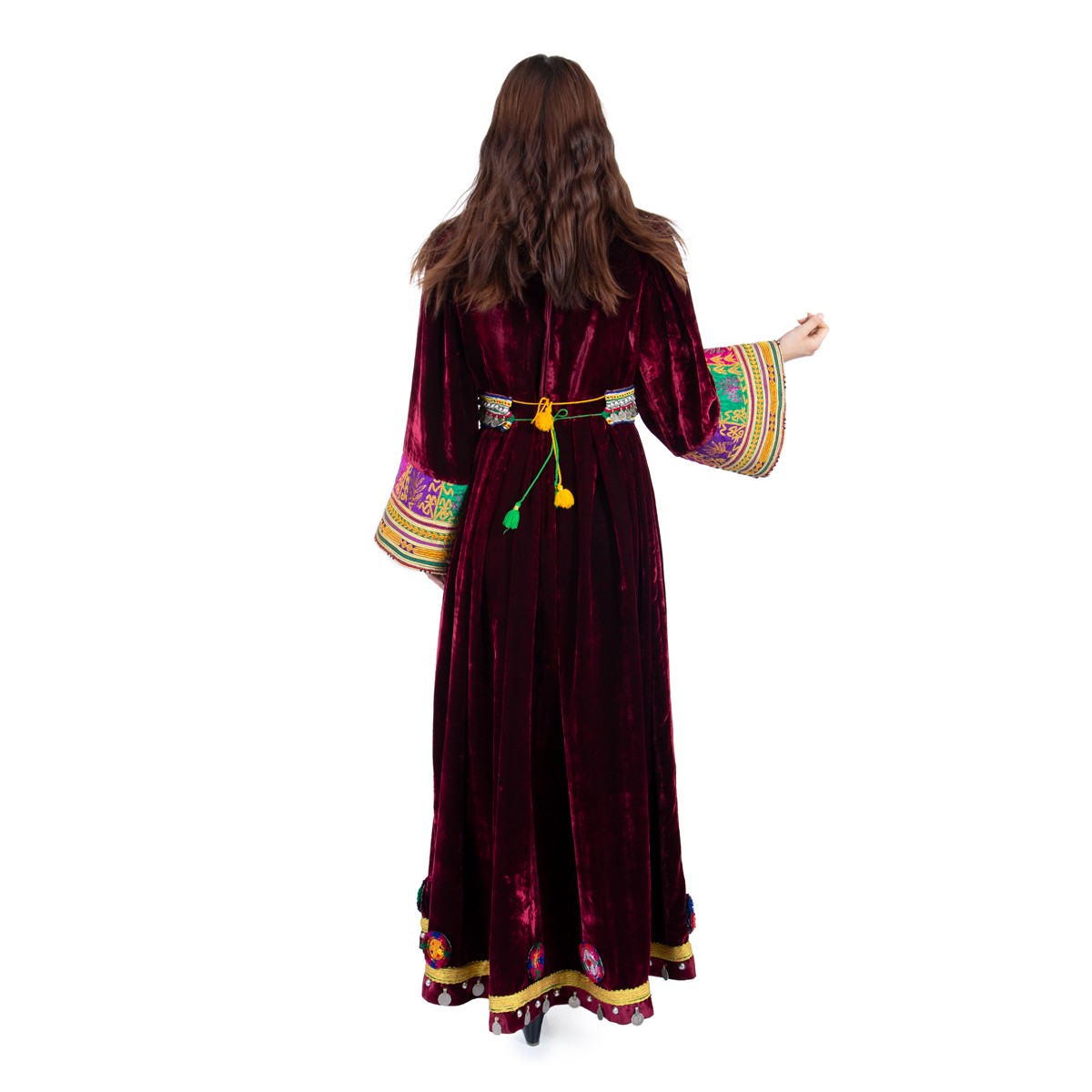 Afghan Mahogany Red-Colored Long Dress 3