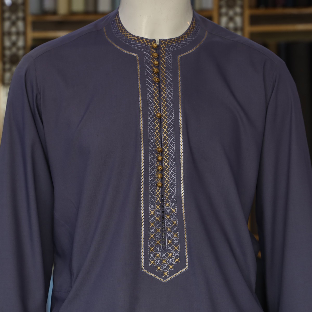 Pehran o Tunban, Mens Abaya Thobe Shirts Kaftan Longline Navy color 1