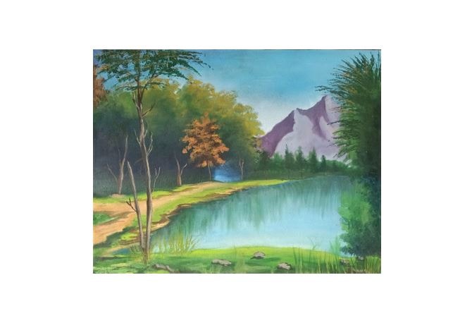 Serene Spring Mountain Landscape Painting | Mountain River Oil Artwork 1