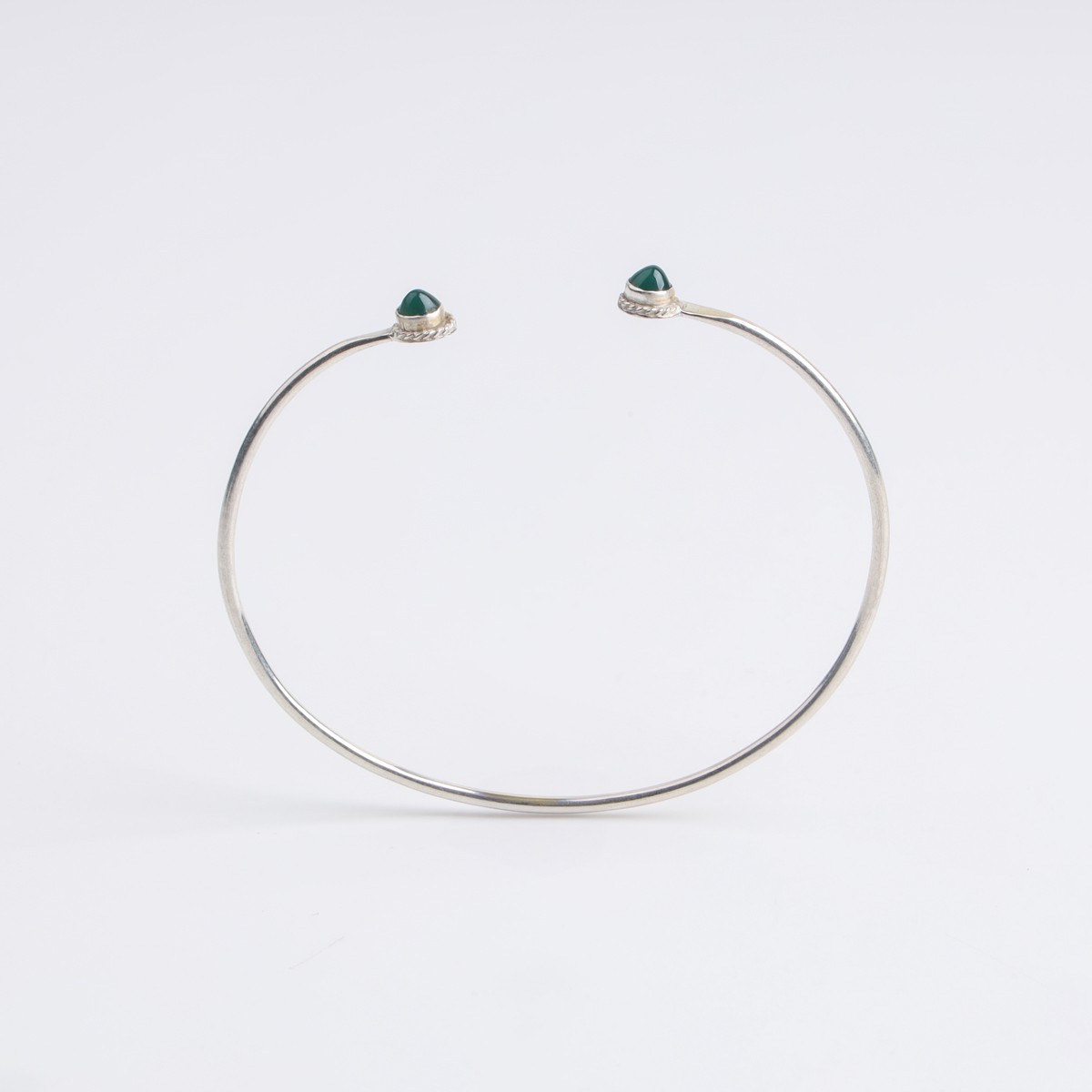 Silver Jewelry Set with Green Agate Stones 3