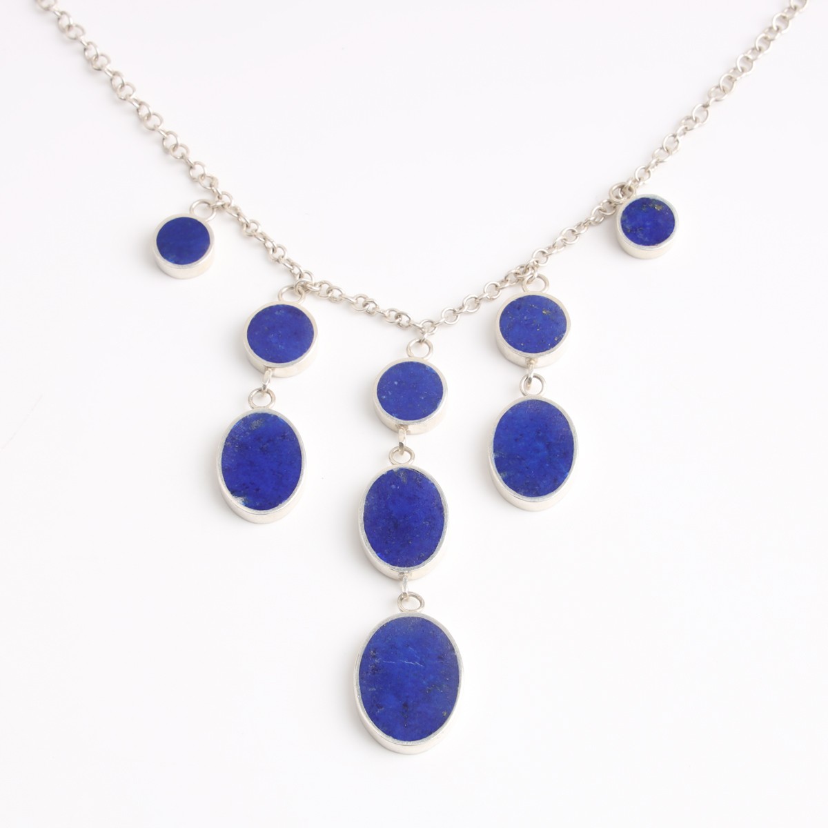 Silver necklace with natural lapis lazuli stone 1