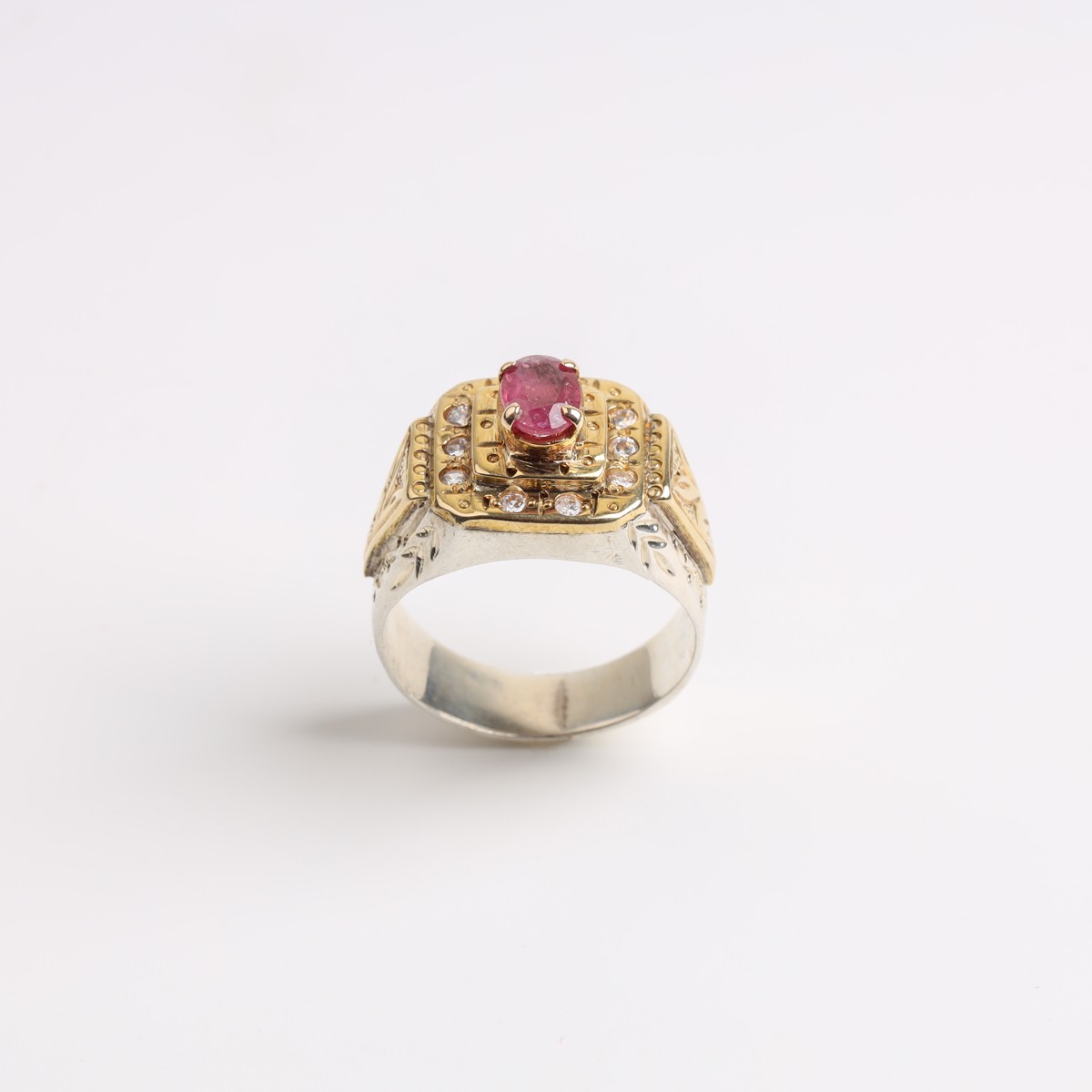 Royal Ruby Two-Tone Sterling Silver Men Ring 3
