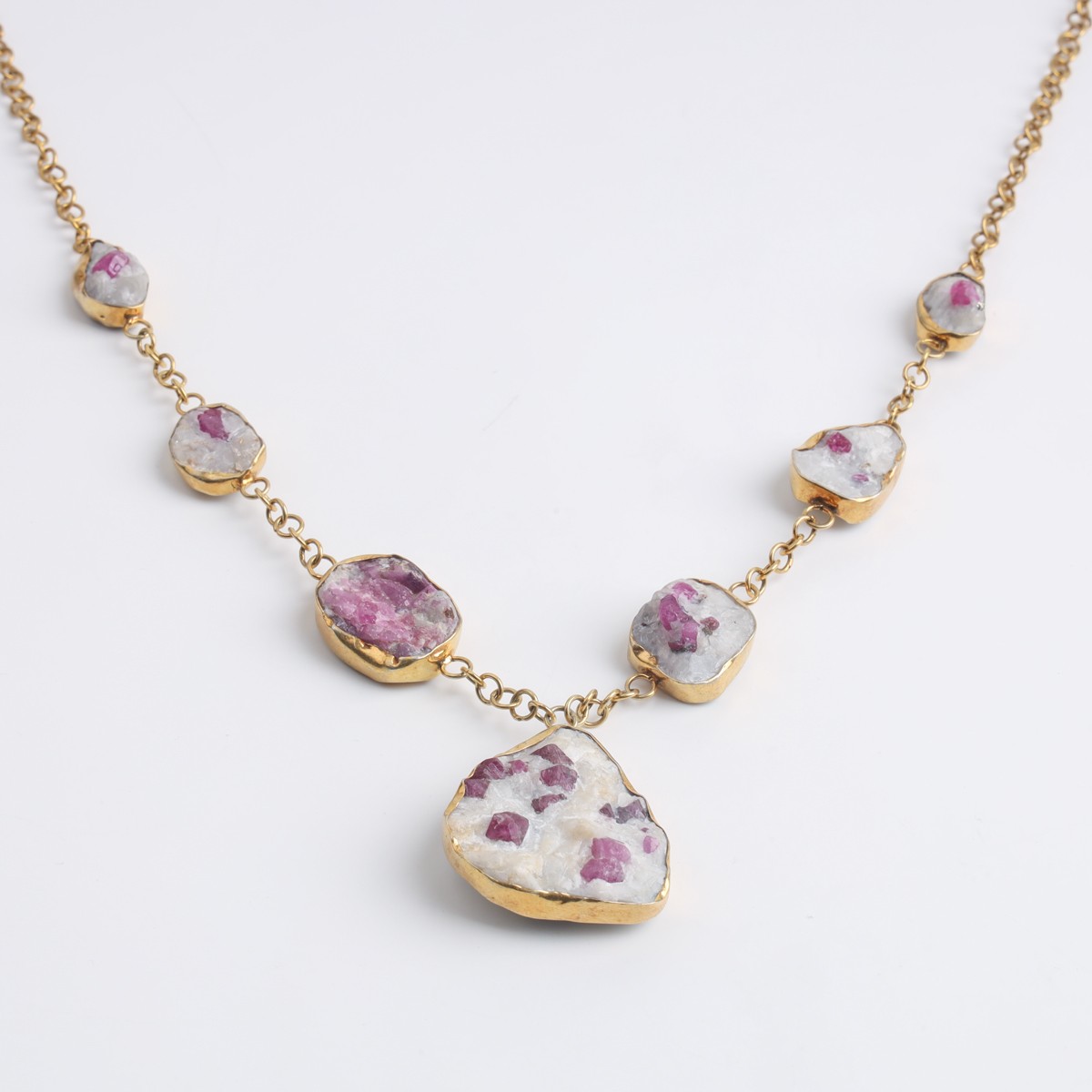 Gold-Plated Ruby in Matrix Gemstone Necklace & Ring Set 5