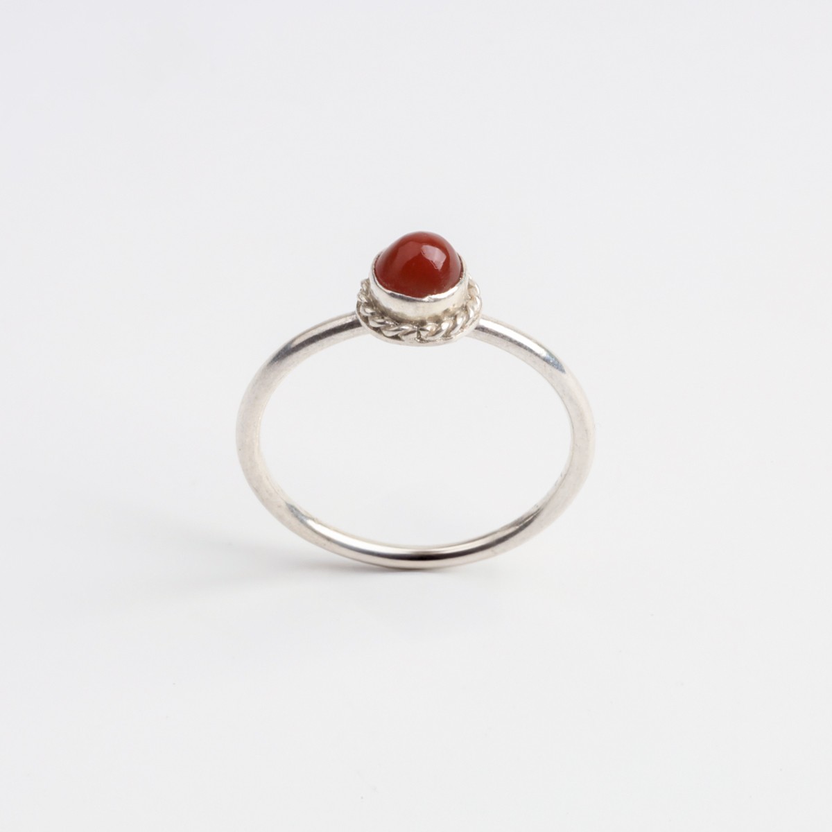 Silver Ring with Red Agate Stone 1