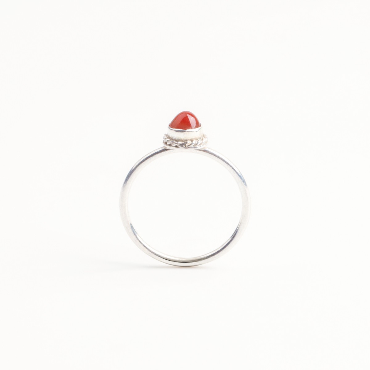 Silver Ring with Red Agate Stone 3