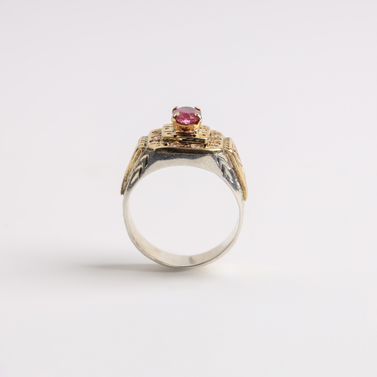 Royal Ruby Two-Tone Sterling Silver Men Ring 4