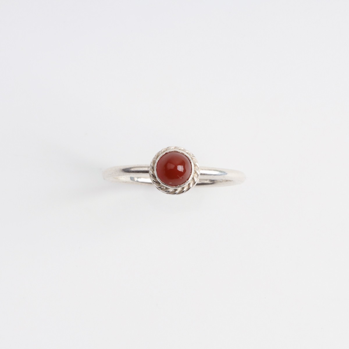 Silver Ring with Red Agate Stone 2
