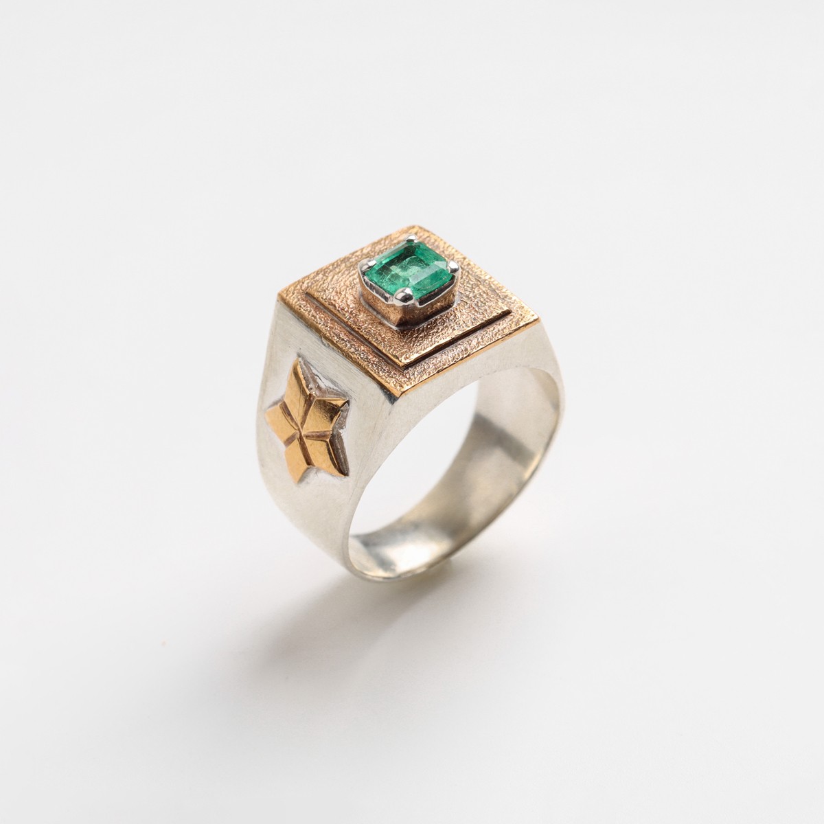 Silver Brass Ring with Panjshir Emerald Stone 1