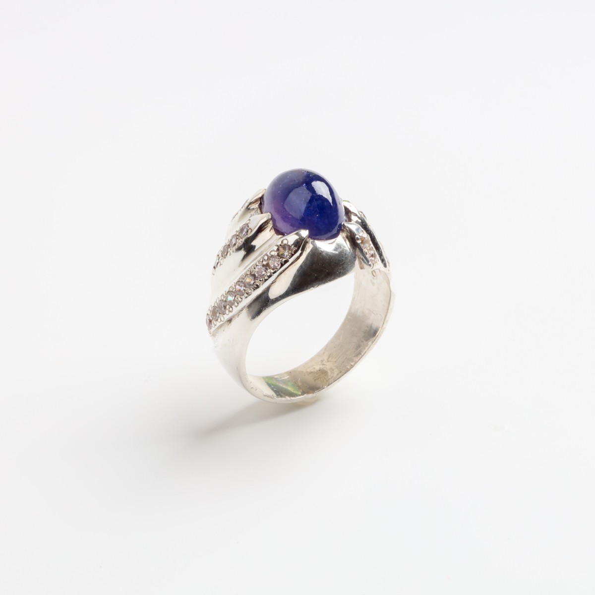Men’s Blue Sapphire Sterling Silver Statement Ring 3