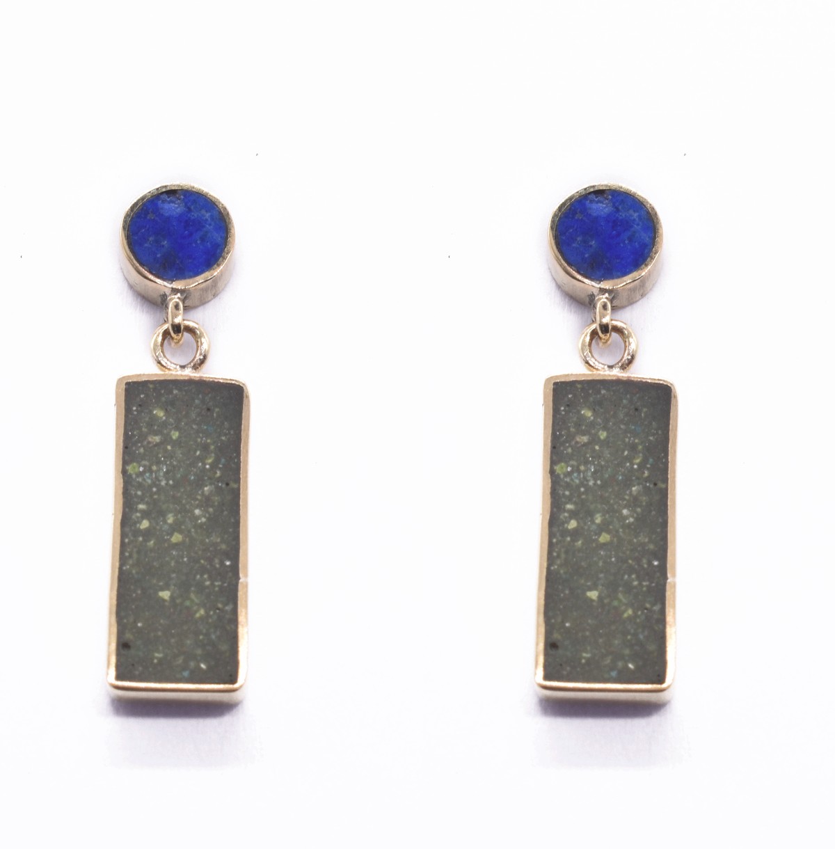 Two Stone Gold Plated Rectangle Tops | Brass Dangle Drop Tops 2