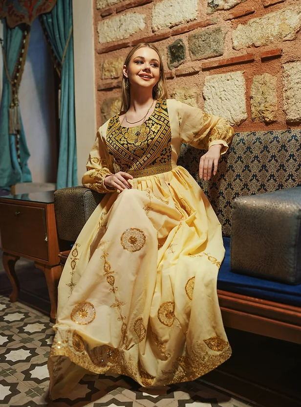 Golden Gul Dozi Embroidery Dress 1
