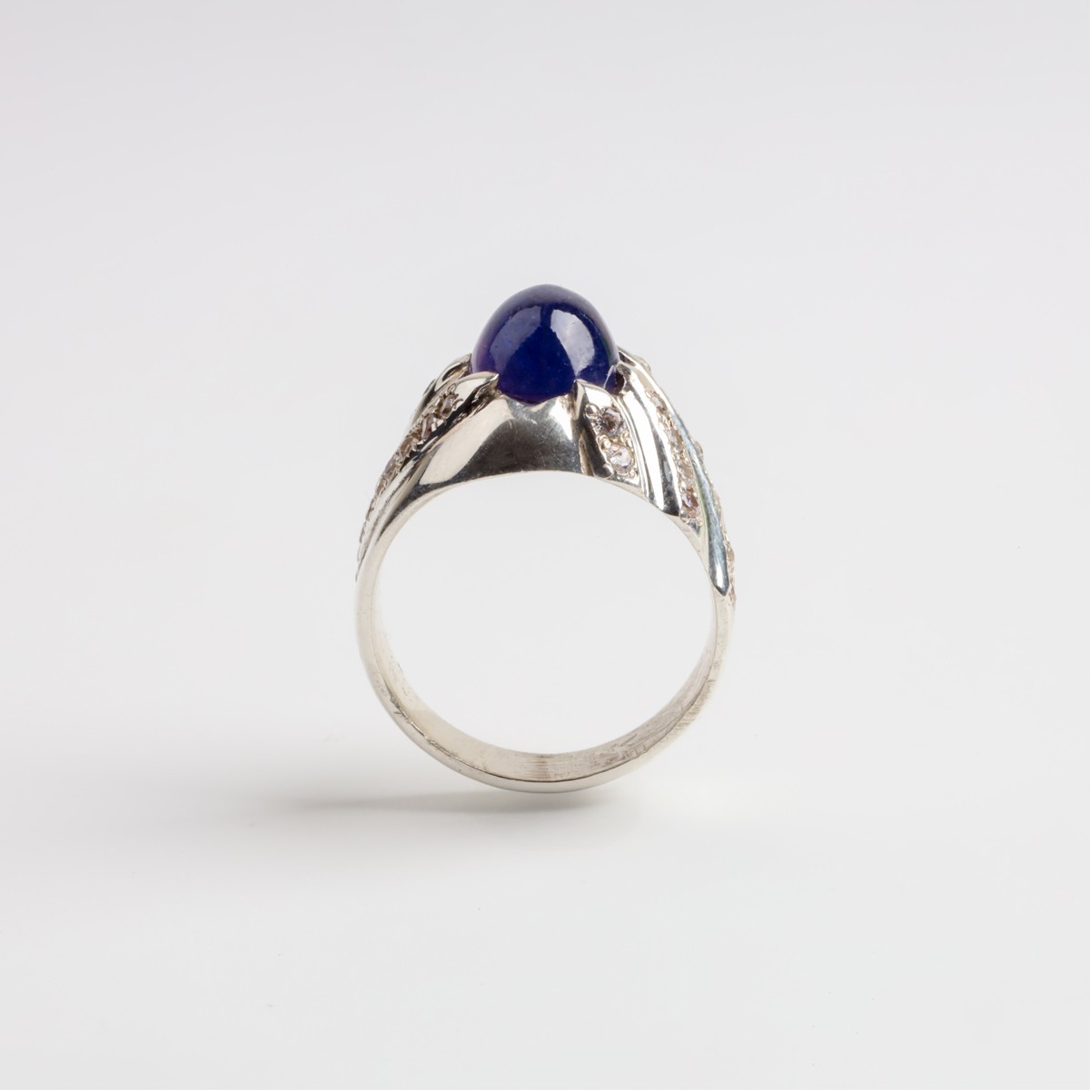 Men’s Blue Sapphire Sterling Silver Statement Ring 1