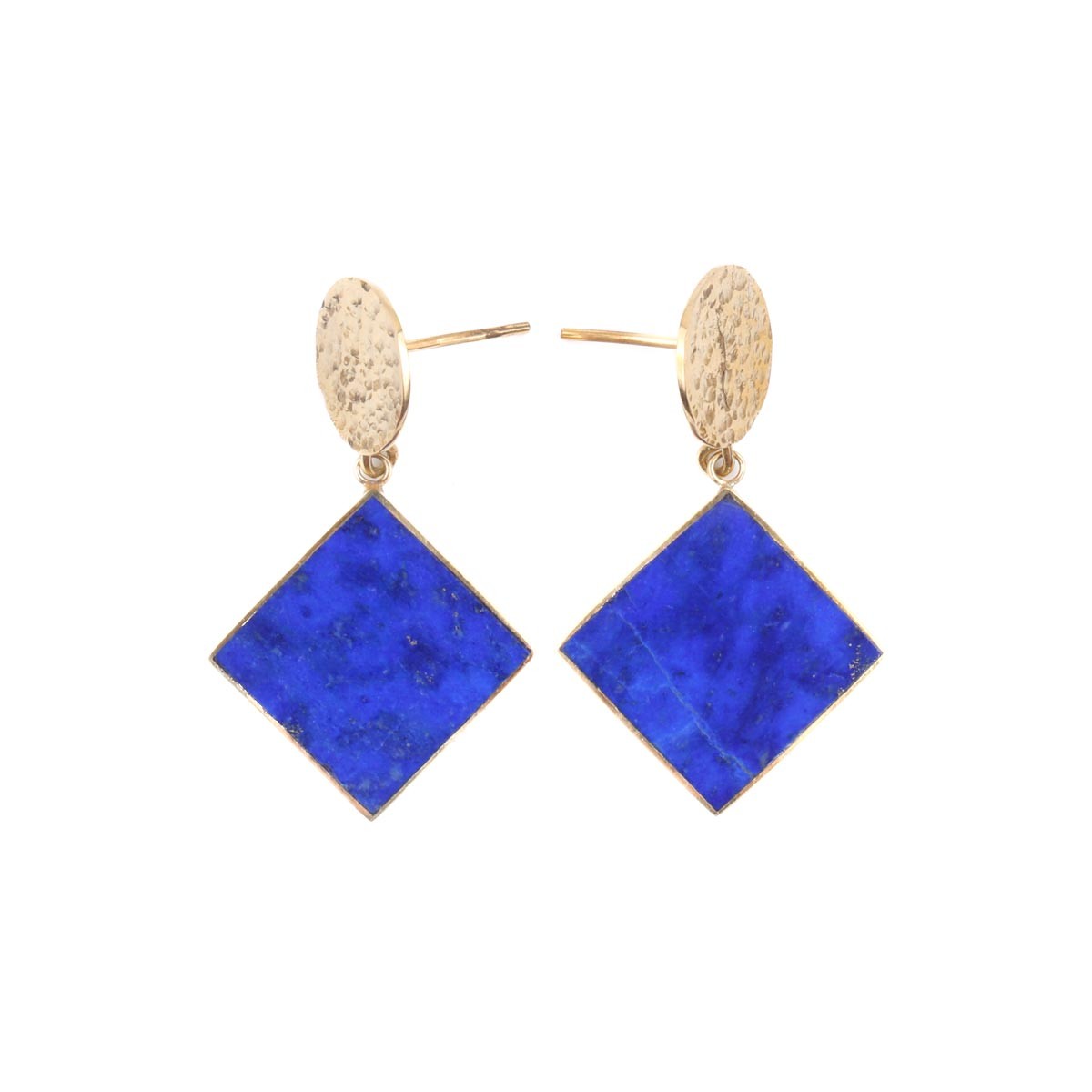 Lapis Lazuli Marquise Stud Earrings | Gold-Plated Dangle Studs 3