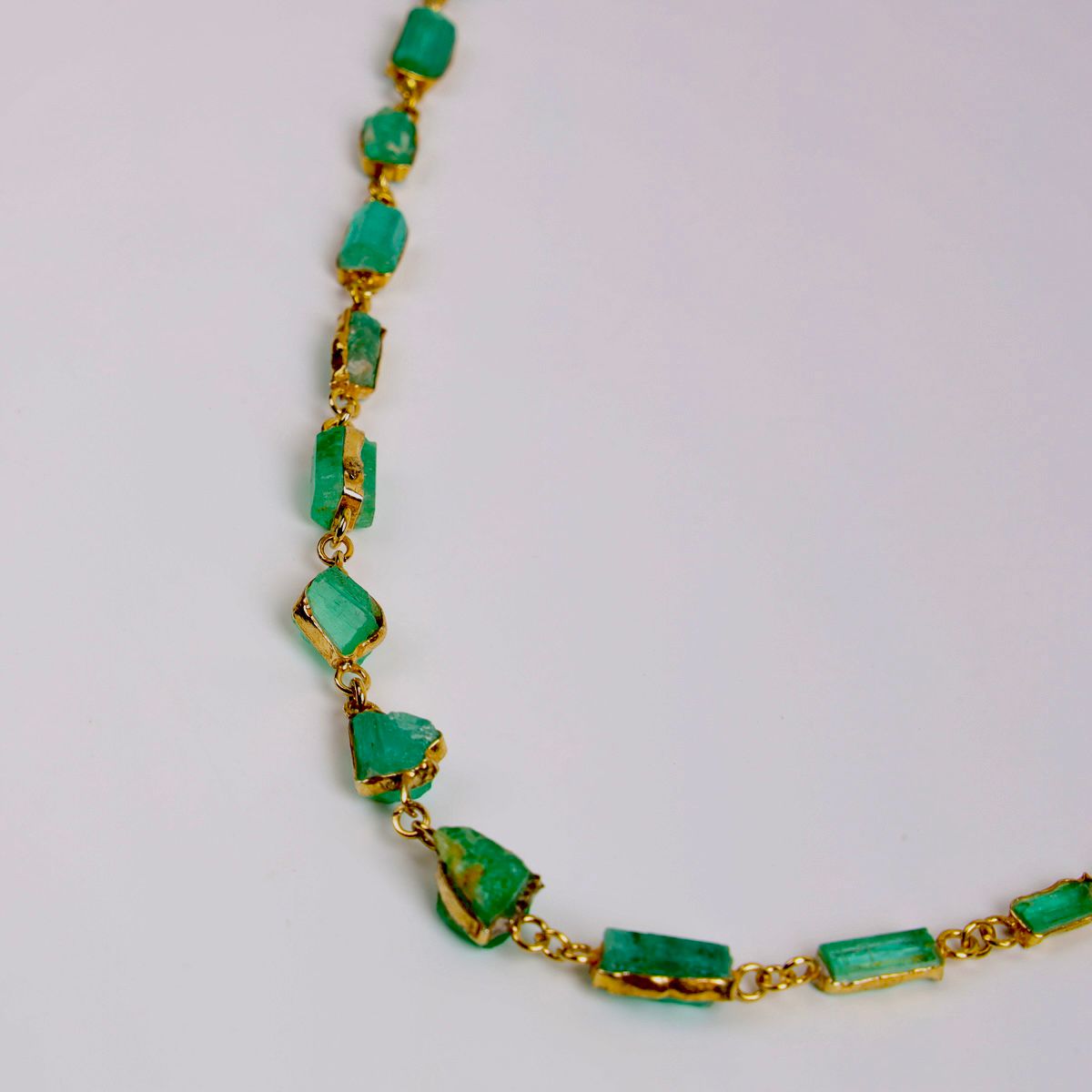 Green Emerald Gold Plated Necklace | 999 Silver Station Choker Necklace  1