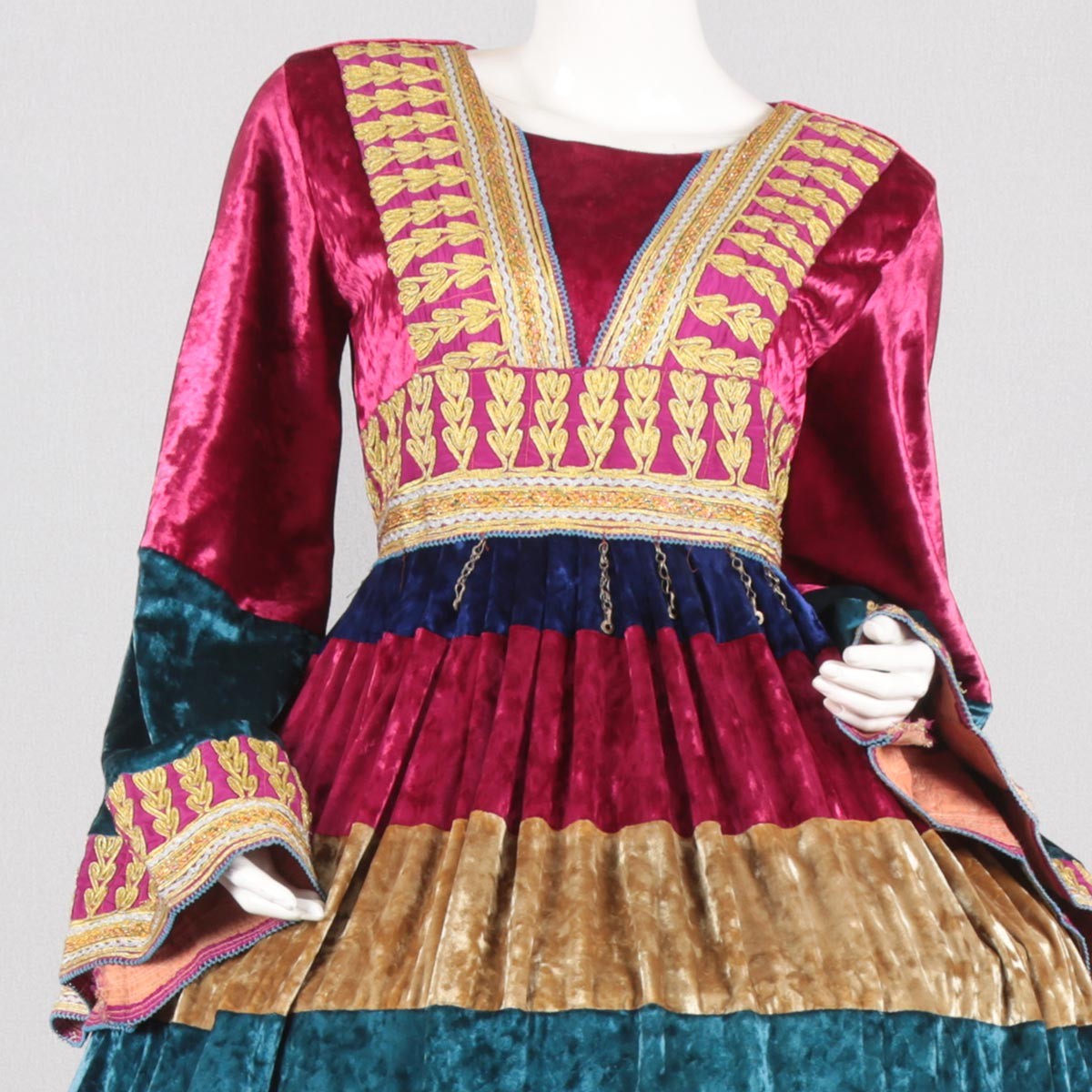 Colorful Cherma Embroidered Fancy Maxi | Velvet Balloon Sleeves Party Wear Dress 2