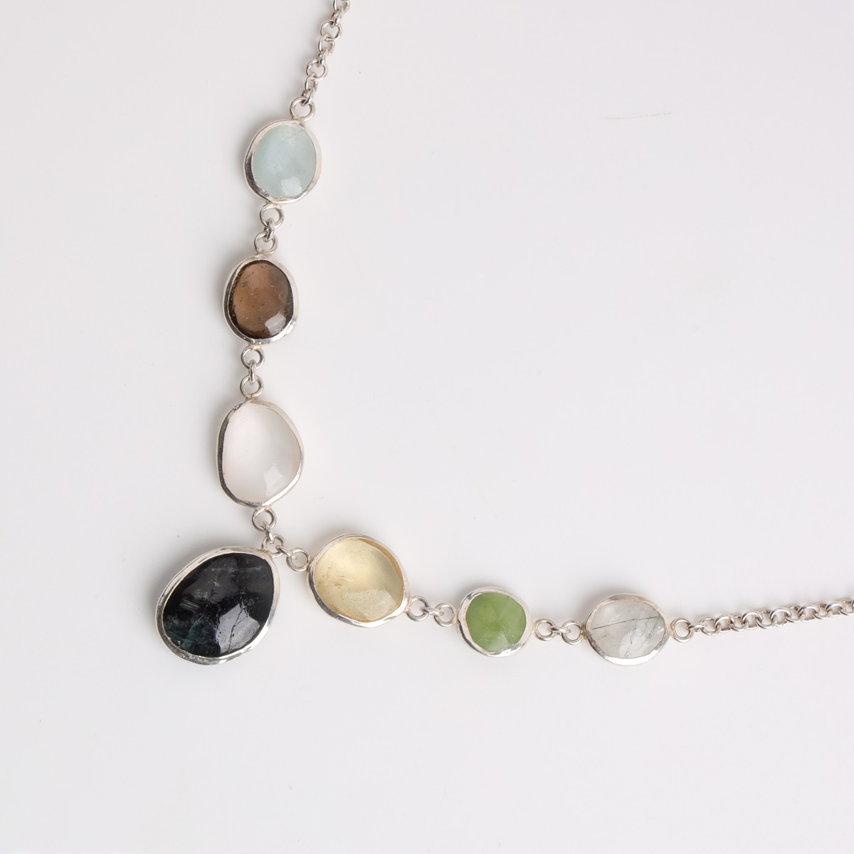 Silver Necklace with Natural Gemstones 2