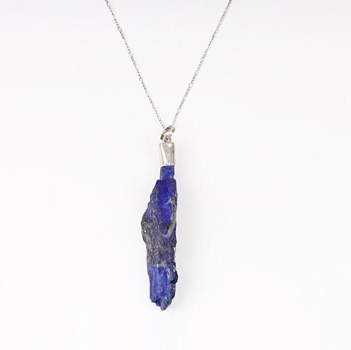 Lapis Lazuli Sautoir Pendant | Silver Drop Chain Locket  2