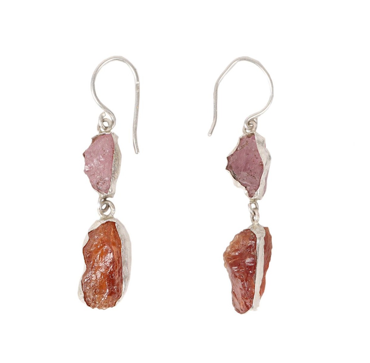 Spinel & Garnet Dangle Earrings | Silver Wire-Hook Earrings 1