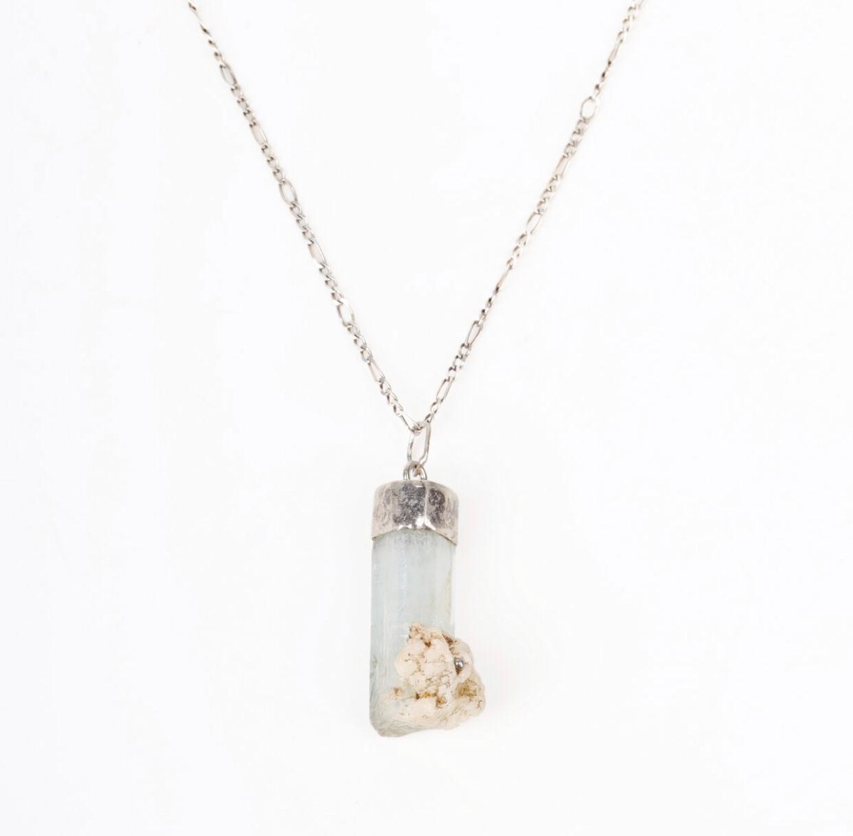 Aquamarine Tube-light Pendant | Silver Drop Chain Locket 2