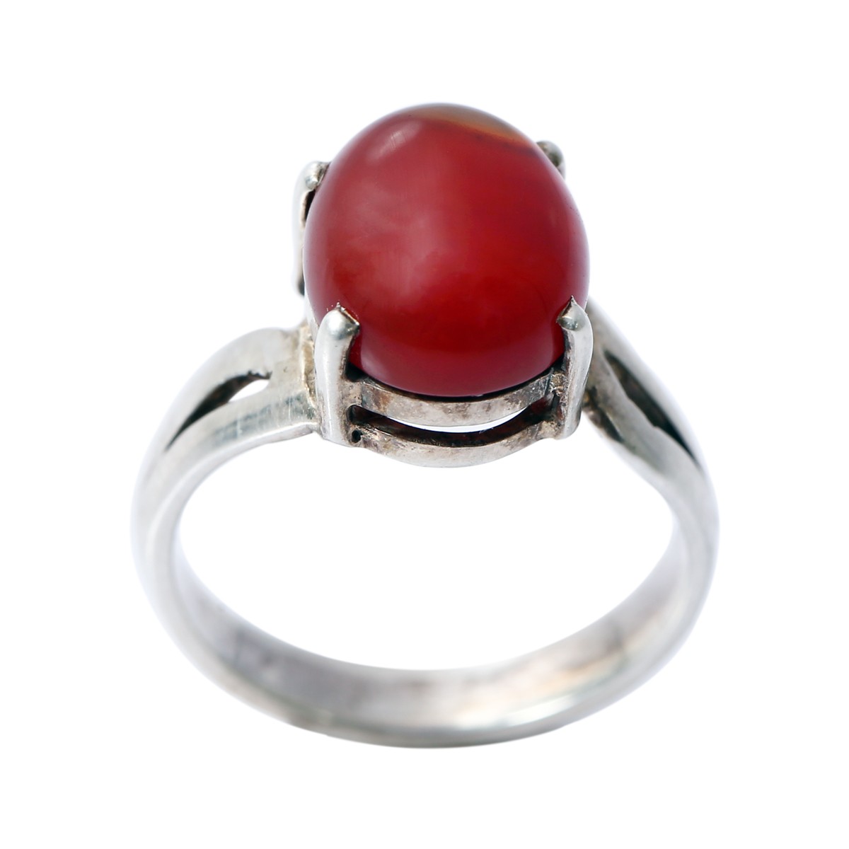 Red Agate Round Ring | Silver Solitaire Ring 2