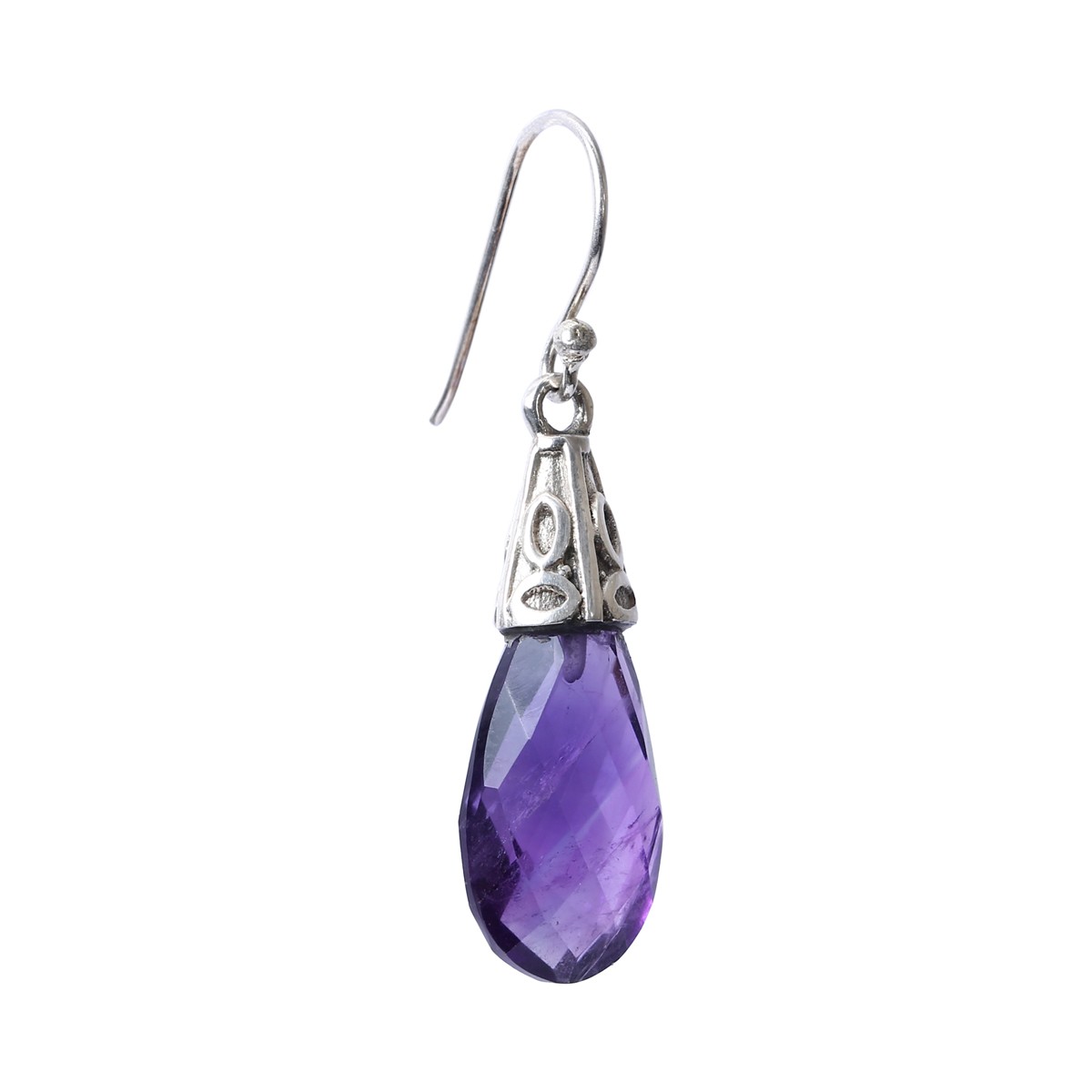 Purple Amethyst Dangle Earrings | Silver Teardrop Hook Earrings 2