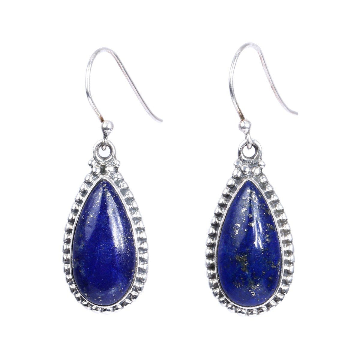 Drop Style Lapis Earrings | Silver Pear Hook Earrings 1