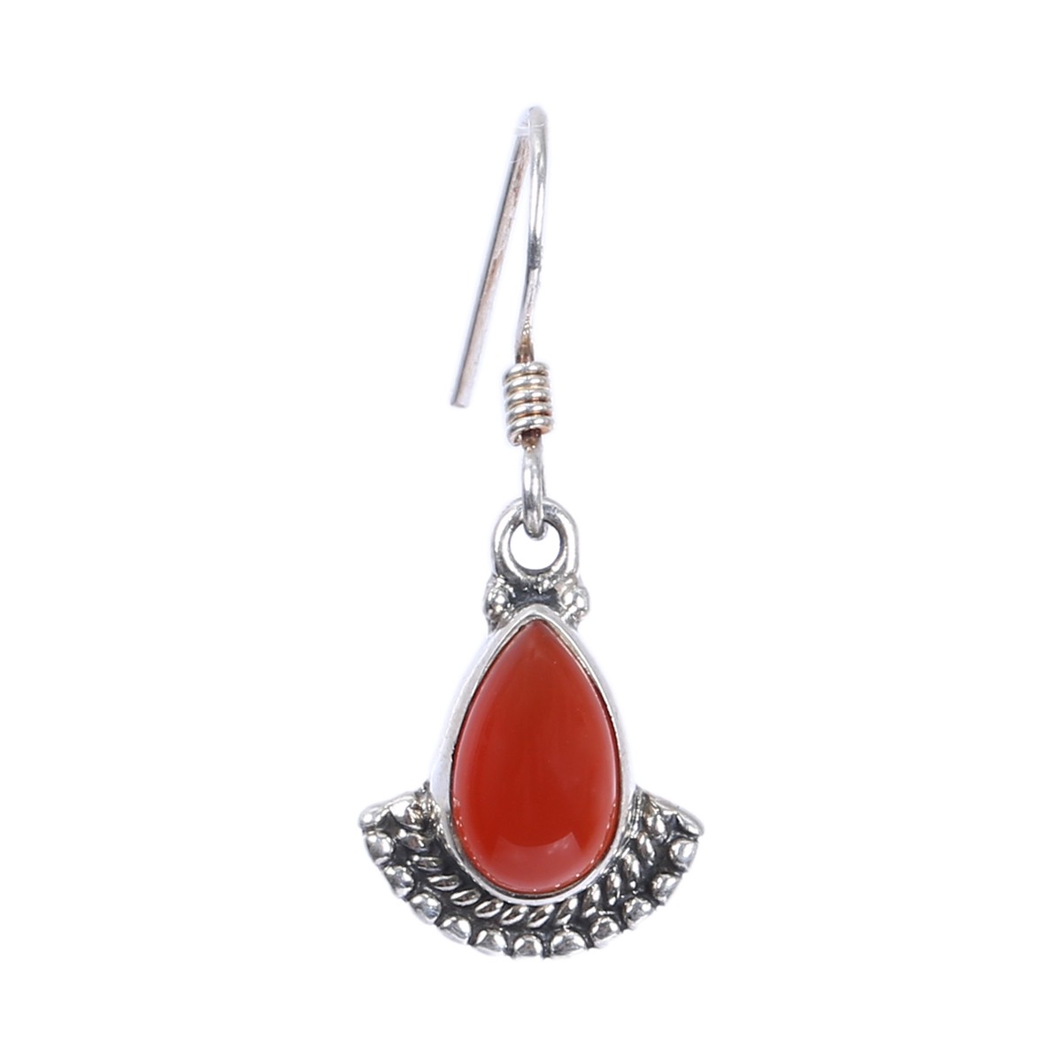 Red Agate Dangle Earrings | Silver Drop Hook Earrings 2