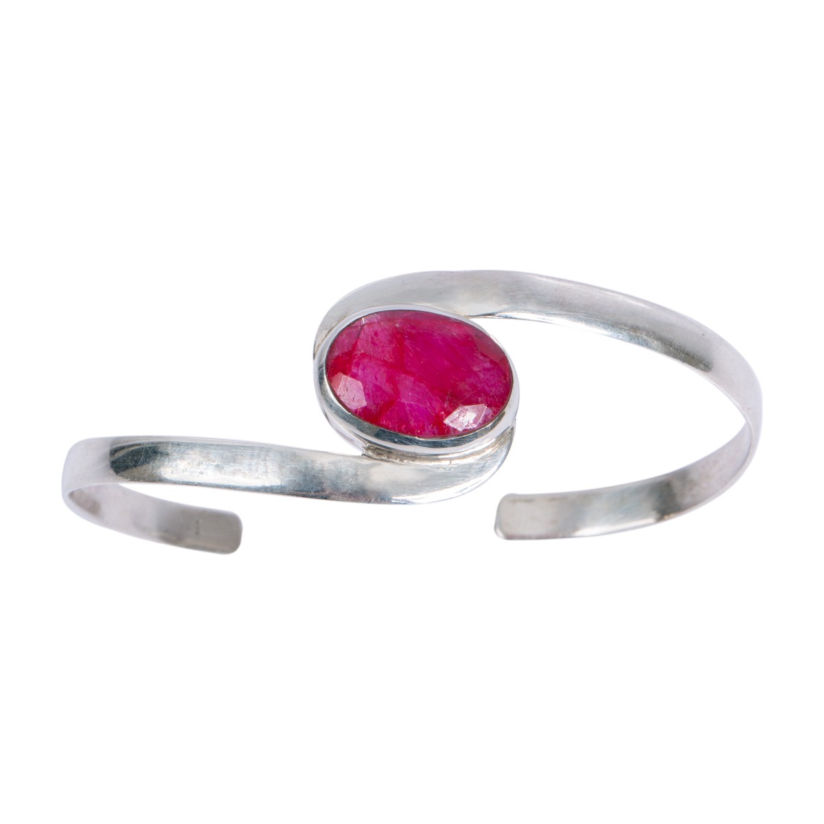 Pink Ruby Stone Bracelet | Wrap Silver Bracelet 1