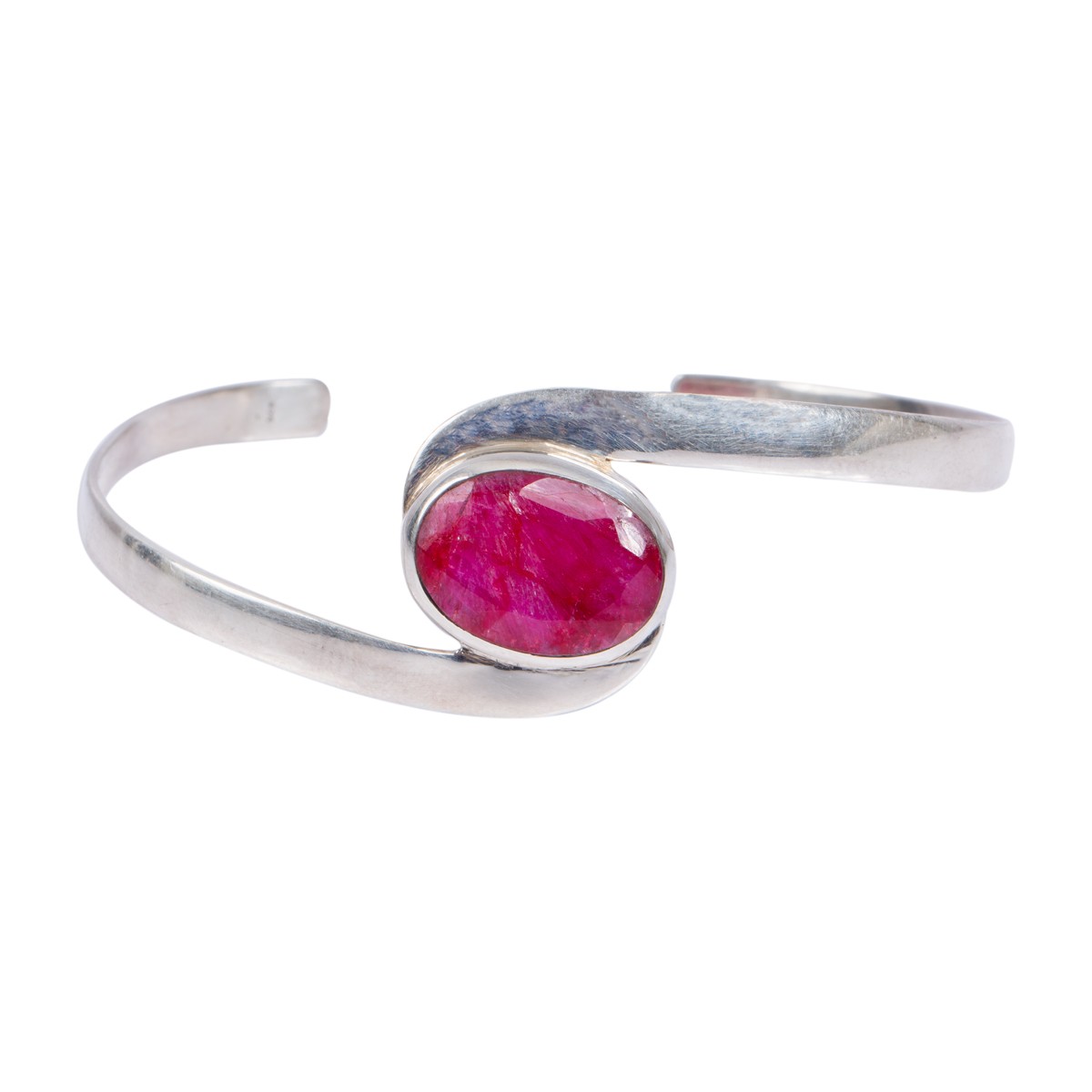 Pink Ruby Stone Bracelet | Wrap Silver Bracelet 2