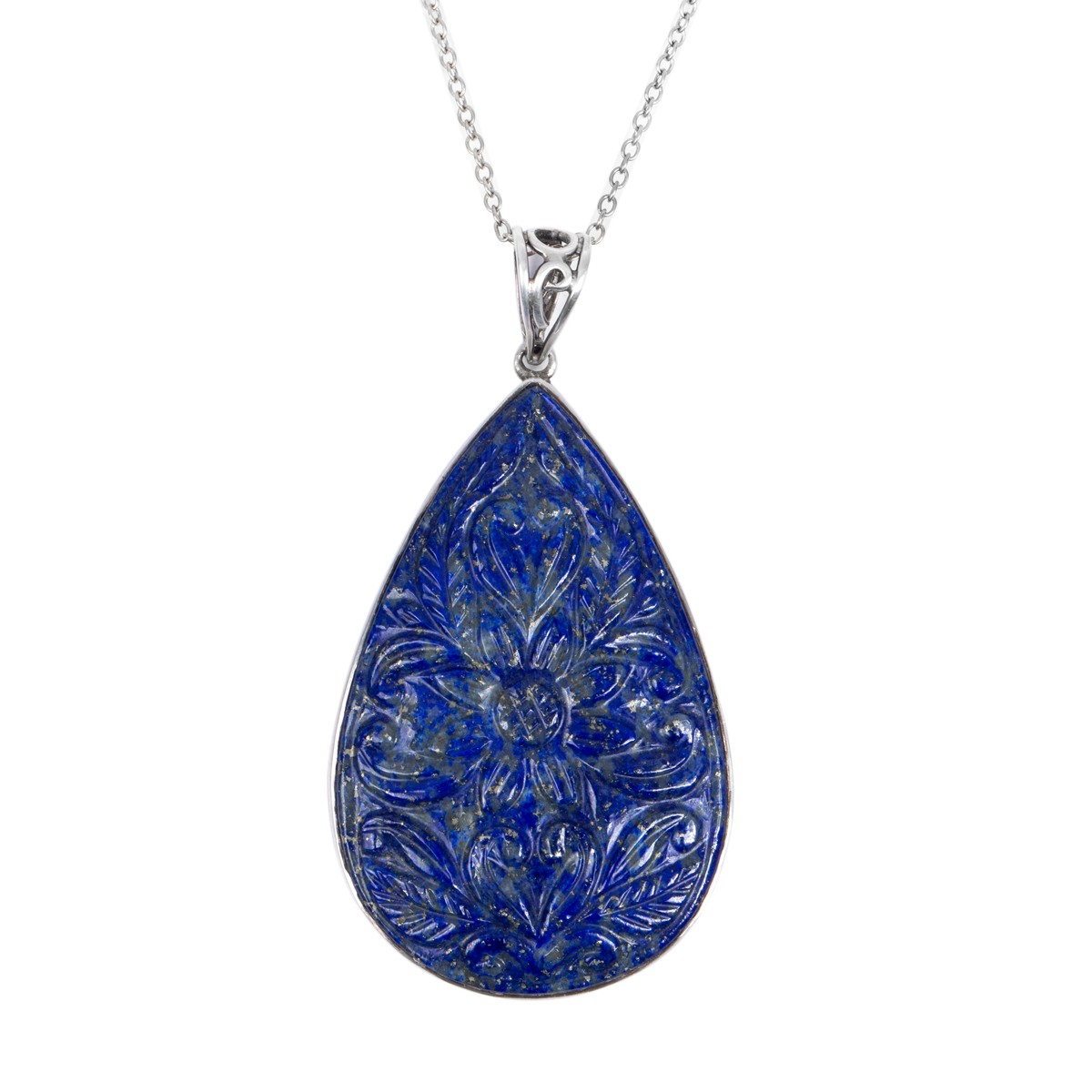 Lapis Lazuli Teardrop Pendant | Silver Pear Locket 2