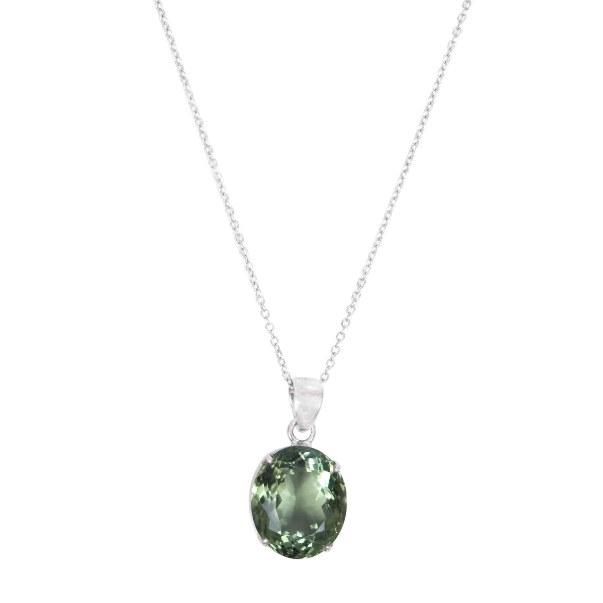 Green Quartz Stone Pendant | Drop Silver Locket 1