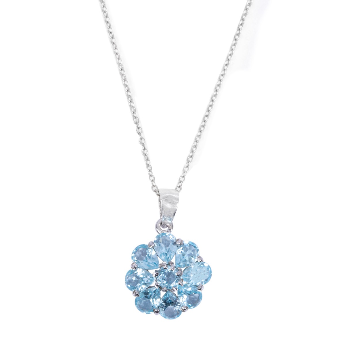 Blue Topaz Curly Pendant | Flower Style Drop Locket 1