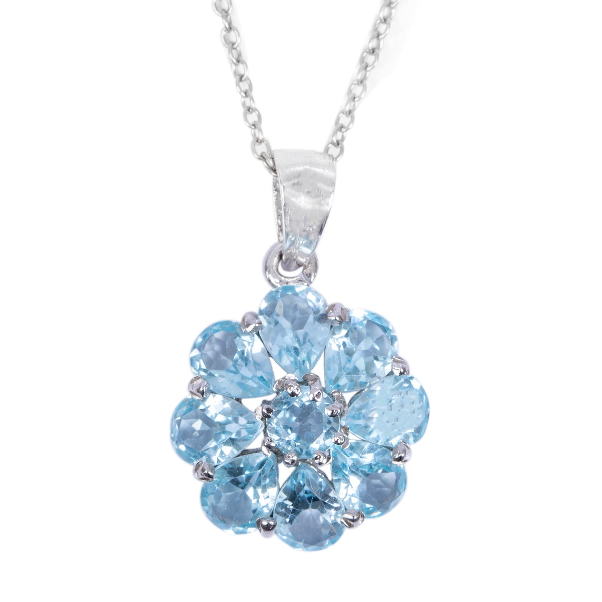 Blue Topaz Curly Pendant | Flower Style Drop Locket 2