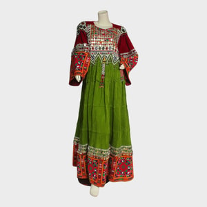 slim fit dress slacks Nel Afghan Kuchi Dress Green – Mali Boutique main image 0