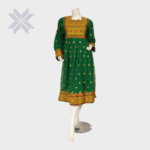 Bahar Balochi Embroidered Dress Green and red Color | Aseel