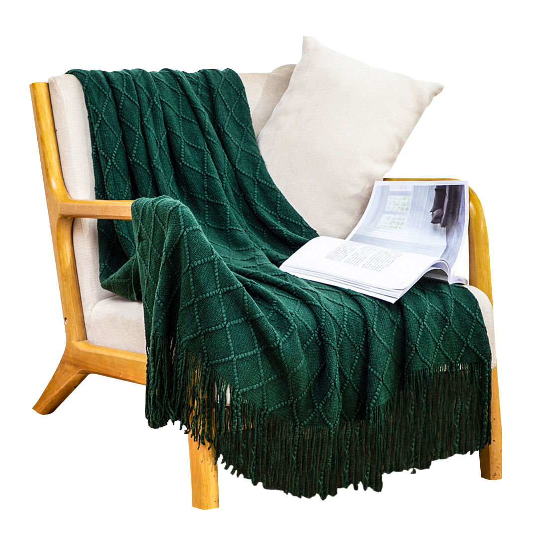 SOGA Green Diamond Pattern Blanket