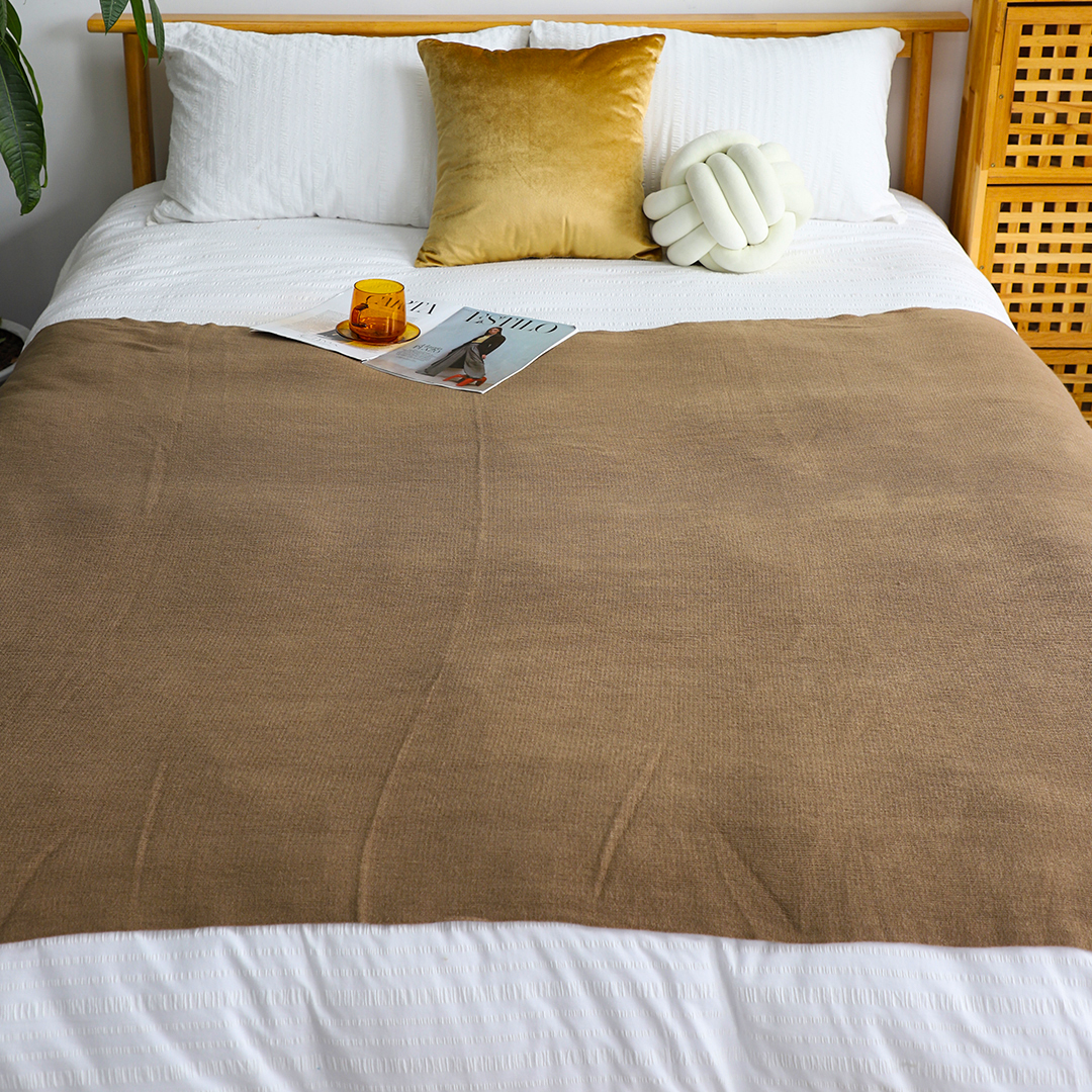 SOGA Coffee Acrylic Knit Throw Blanket