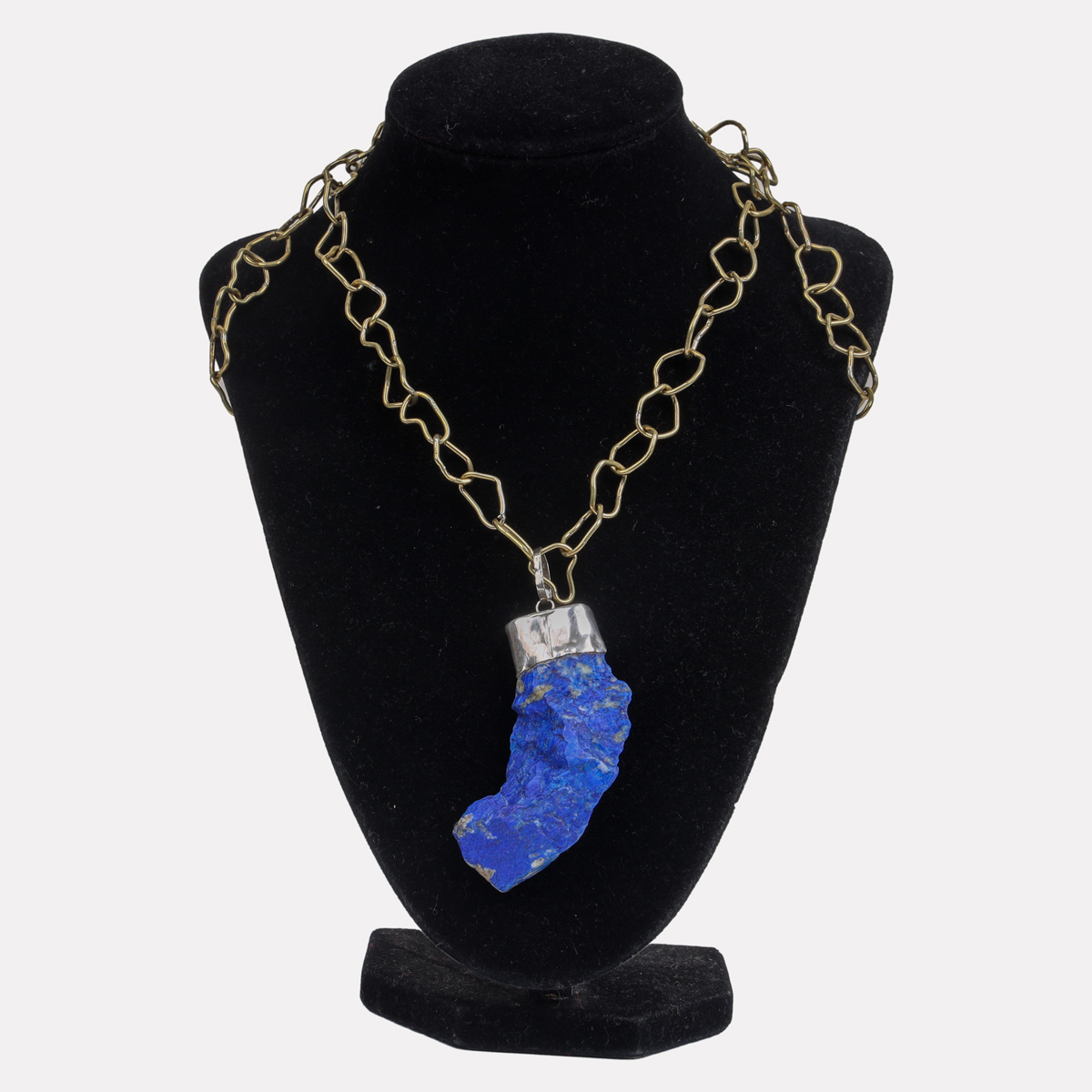 Lapis Lazuli Drop Pendant | Gold Bronze Chain Locket