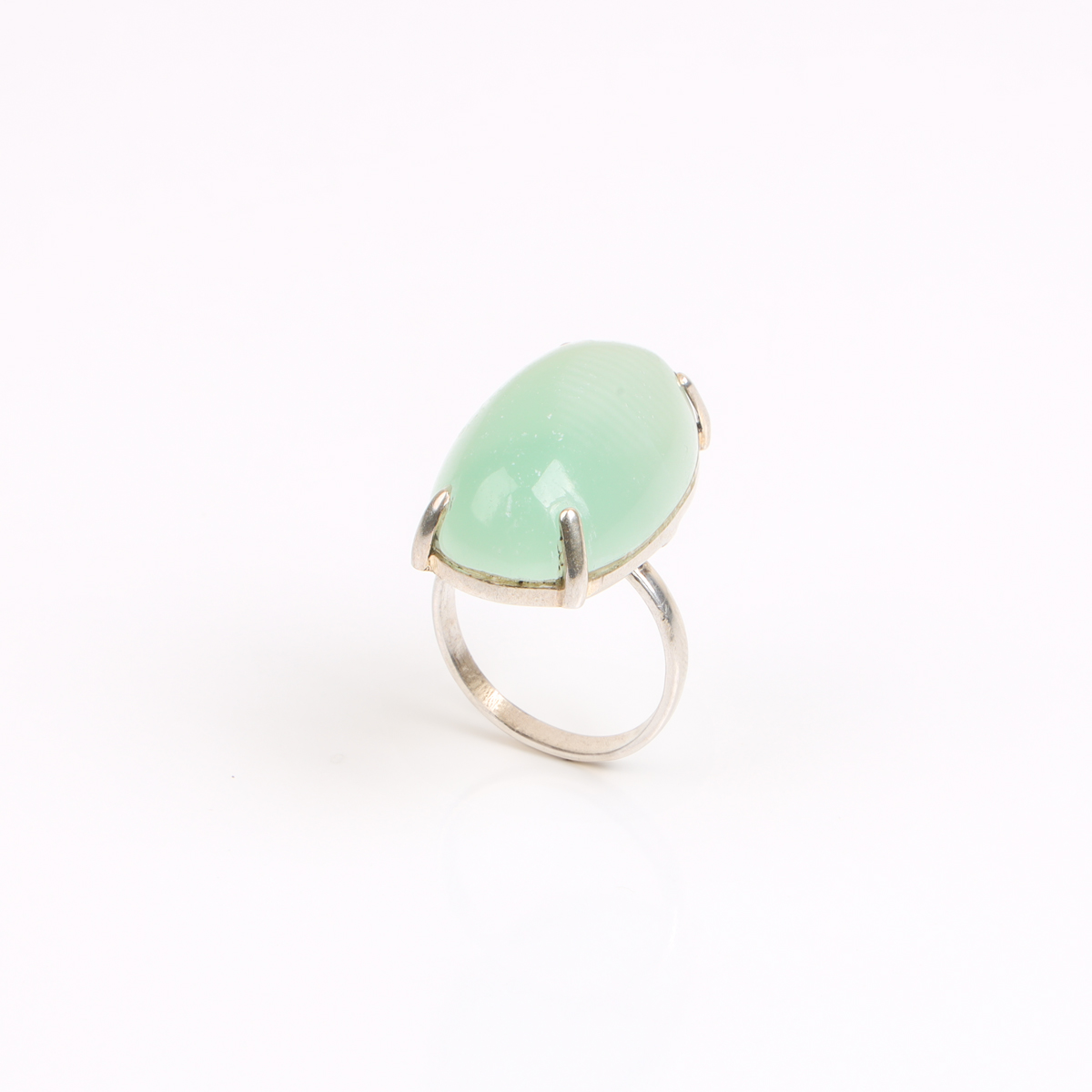 Turquoise Stone Oval Cut Ring | Silver Halo Style Ring