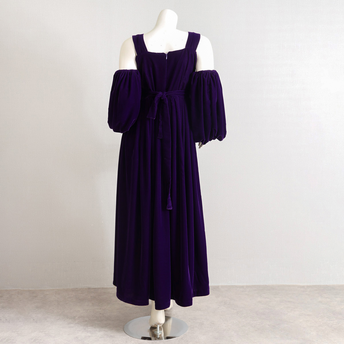 Purple Silk Velvet Dress with Yellow Scarf, Afghan Shop