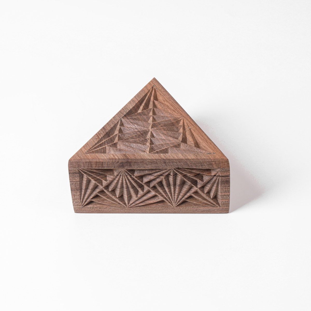 Pyramid jewelry box With Fine Carvings | walnut Wood Jewelry Box