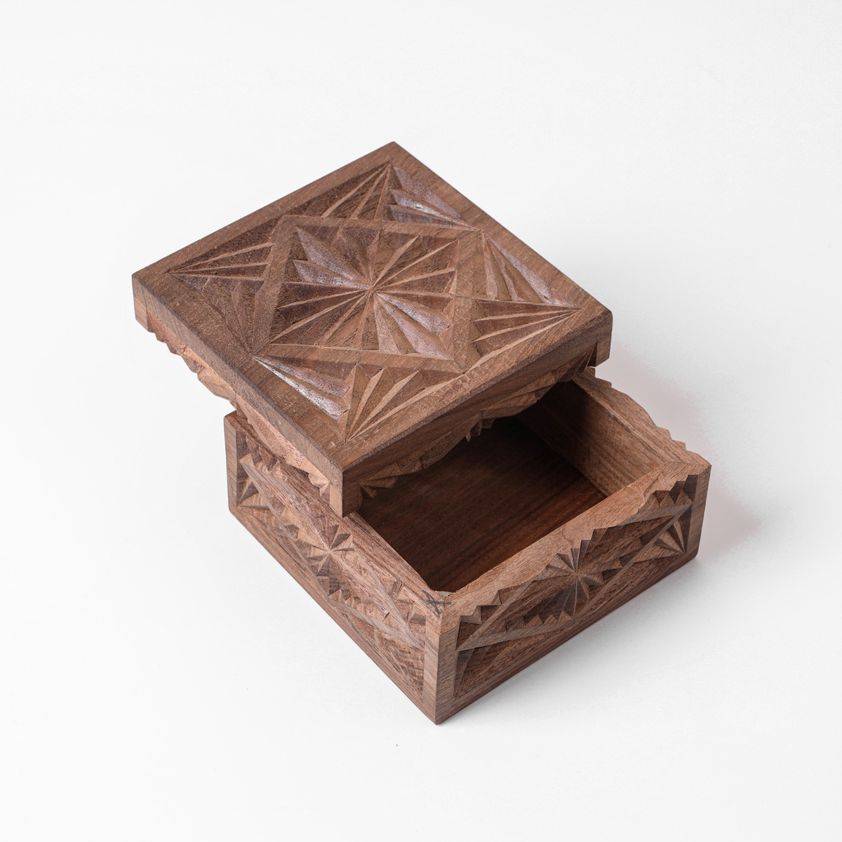 Jewelry Box With Fine Carvings | walnut Wood Jewelry Box