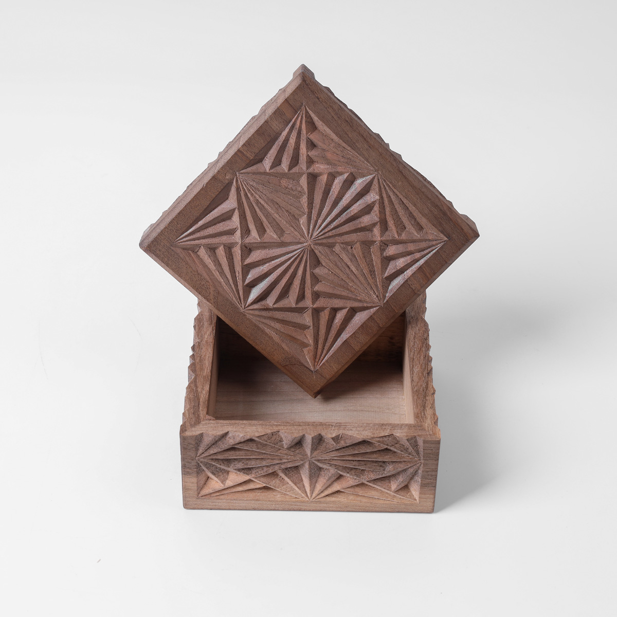 Jewelry Box With Fine Carvings | walnut Wood Jewelry Box