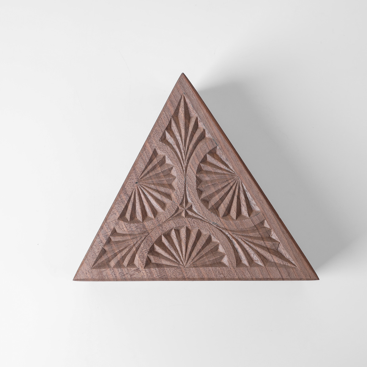 Three cornered jewelry boz With Fine Carvings | walnut Wood Jewelry Box