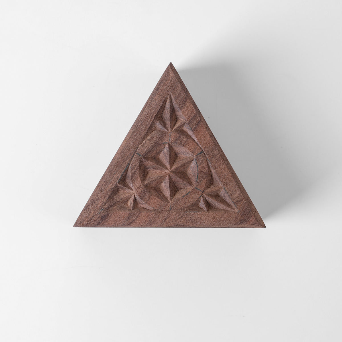 Three cornered jewelry boz With Fine Carvings | walnut Wood Jewelry Box
